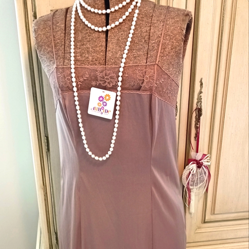 RARE,NWT HIGH END FRENCH "AUBADE" NYLON MOCHA SLIP
